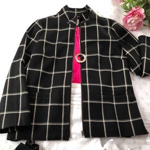 J JILL Black and White Window Pane Blazer